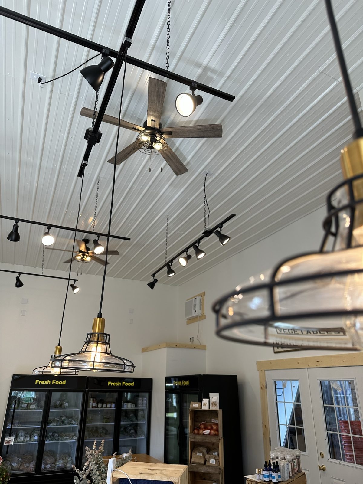 Painted metal ceiling and walls in a Franklin, OH farm market